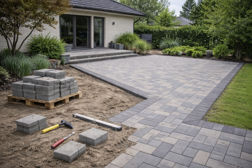 tänavakivide paigaldus pärast Mähel